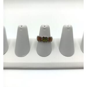 Vintage Enamel Flower Clover Shape Ring Size 7